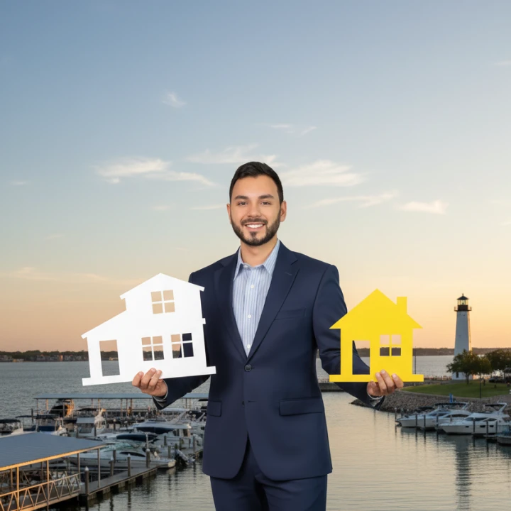 image of victor mata holding two different models of houses